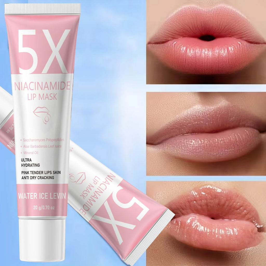 5X Niacinamide Lip Mask, Ultra Hydrating Anti-Dry Crack, with Saccharomyces Polypeptides & Aloe, Soft Pink Tender Lips Qme
