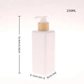 Bamboo Pump Bottles Lotion Containers Bathroom Dispensers Square Qme 250ML White