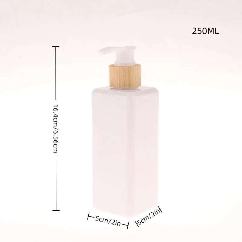 Bamboo Pump Bottles Lotion Containers Bathroom Dispensers Square Qme 250ML White