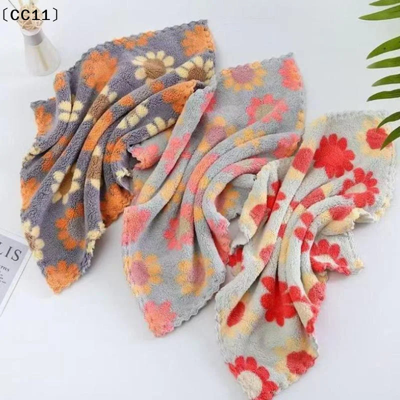 Kitchen Cleaning Cloths Soft Absorbent Dishcloth Coral Fleece Qme