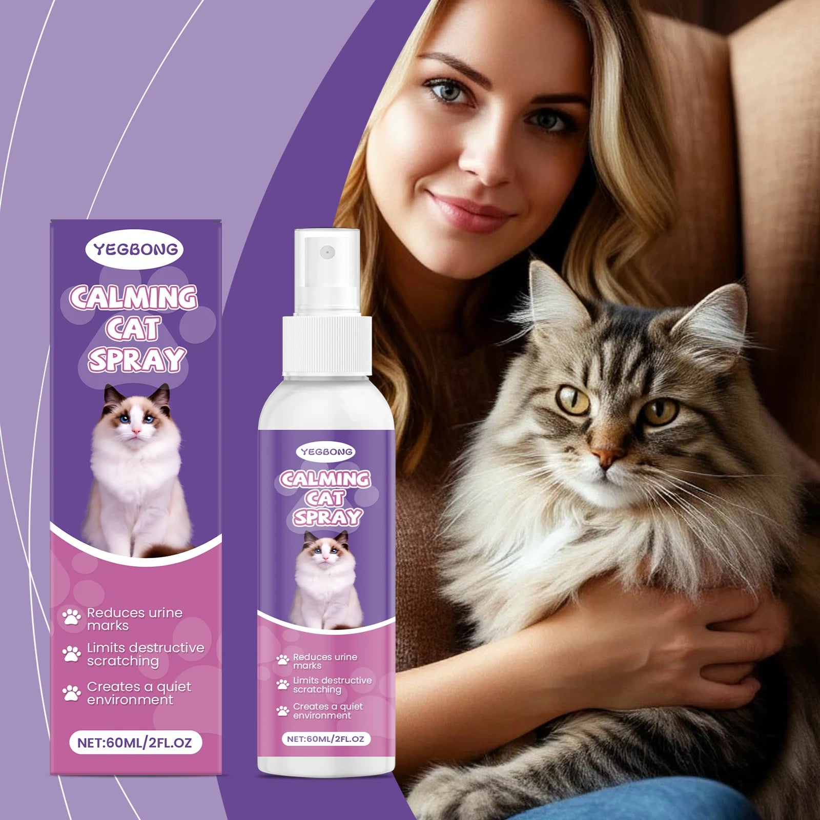 Pet Inducing Agent Prevent Scratching Soothing Emotions Relief Stress Anti-Anxiety Natural Pets Calming Spray Training Supplies Qme Default Title