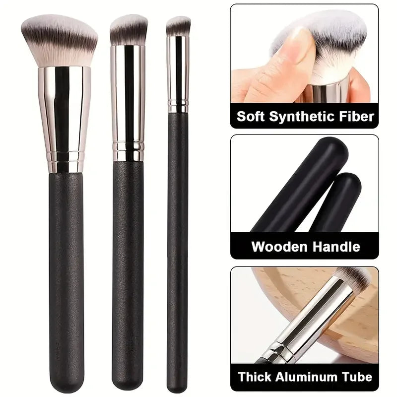 3-piece Foundation Brush Includes Brushes Suitable Liquid Qme 3 PCS