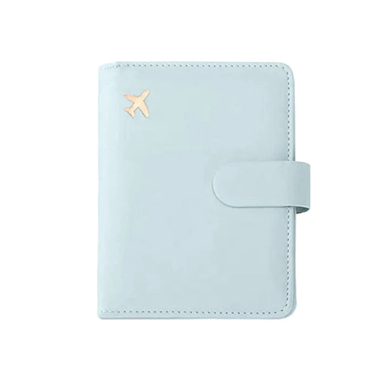Multifunctional Passport Storage Bag Wallet Multi-layer Card Leather Protective Cover Portable Document Passport Storage Clip Qme Light Blue
