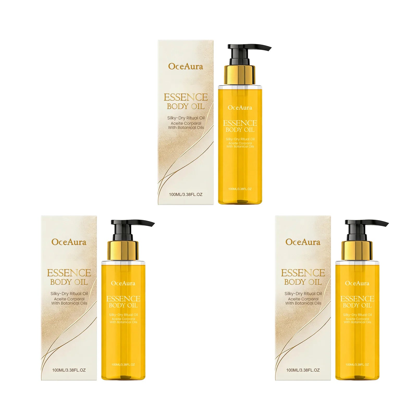 OceAura Essence Body Oil Even Skin Tone Fades Fine Lines Improve Dullness Oily Face Relief Firm Skin Care Moisturizing Serum Oil Qme 3 X 100ml Boxed