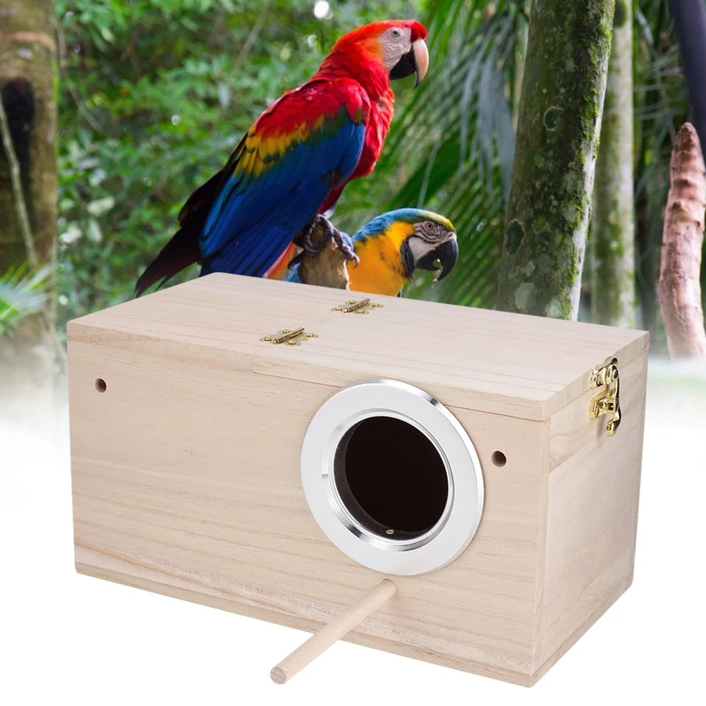 Wooden Bird Breeding Box Parrot Nesting House 13x13x24.5cm for Budgie Cockatiel Lovebird Cage Accessories Nesting Cage Qme