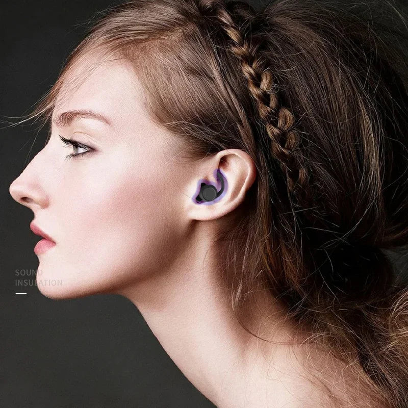 3 Layer Soft Silicone Tapered Ear Plugs for Sleep, Noise Reduction, Sound Insulation and Ear Film Protection, 2Pcs Qme