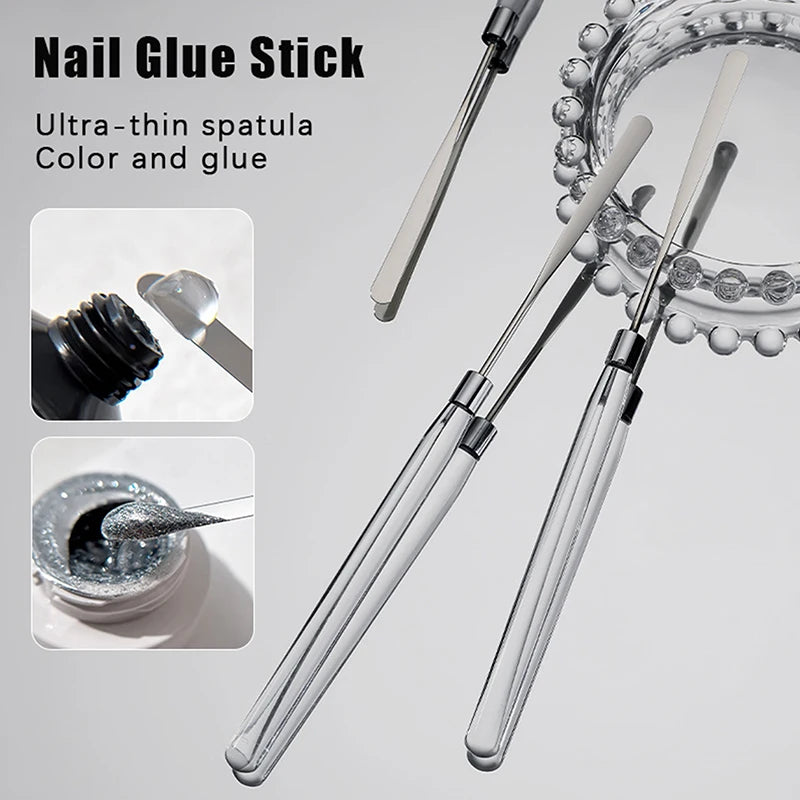 Stainless Steel Nail Art Makeup Toner Spatula Mixing Stick Gel Qme onesize