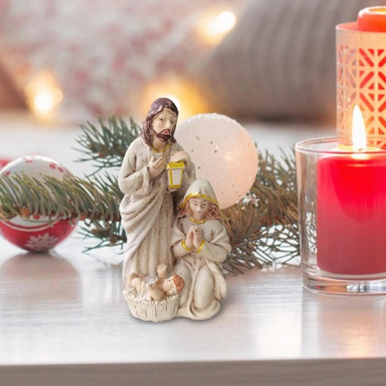 Nativity Scene Figures Nativity Tabletop Scenes Resin Holy Family Statue Catholic Figurine Handicrafts Sculpture Holy Family Qme