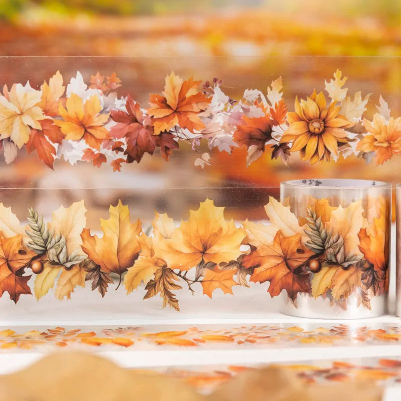 45mm*2m Autumn leaves PET Tape Scrapbooking Decoration Collage Journal Masking Tapes Diary Craft Stickers Stationery supplies Qme