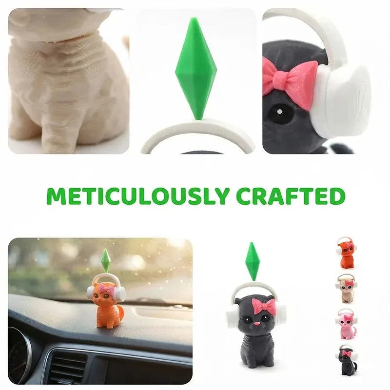 Wobbly Dancing Cat Car Accessory Sims Figurine Creative Dashboard Qme