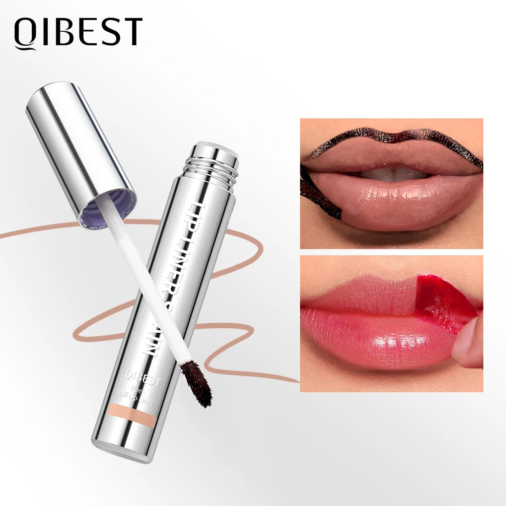 QIBEST Lipliner Peel Off Tattoo Lipgloss Waterproof Long Lasting Matte Lip Tint Brown Contour Tear-off Lip Stain Cosmetics Qme