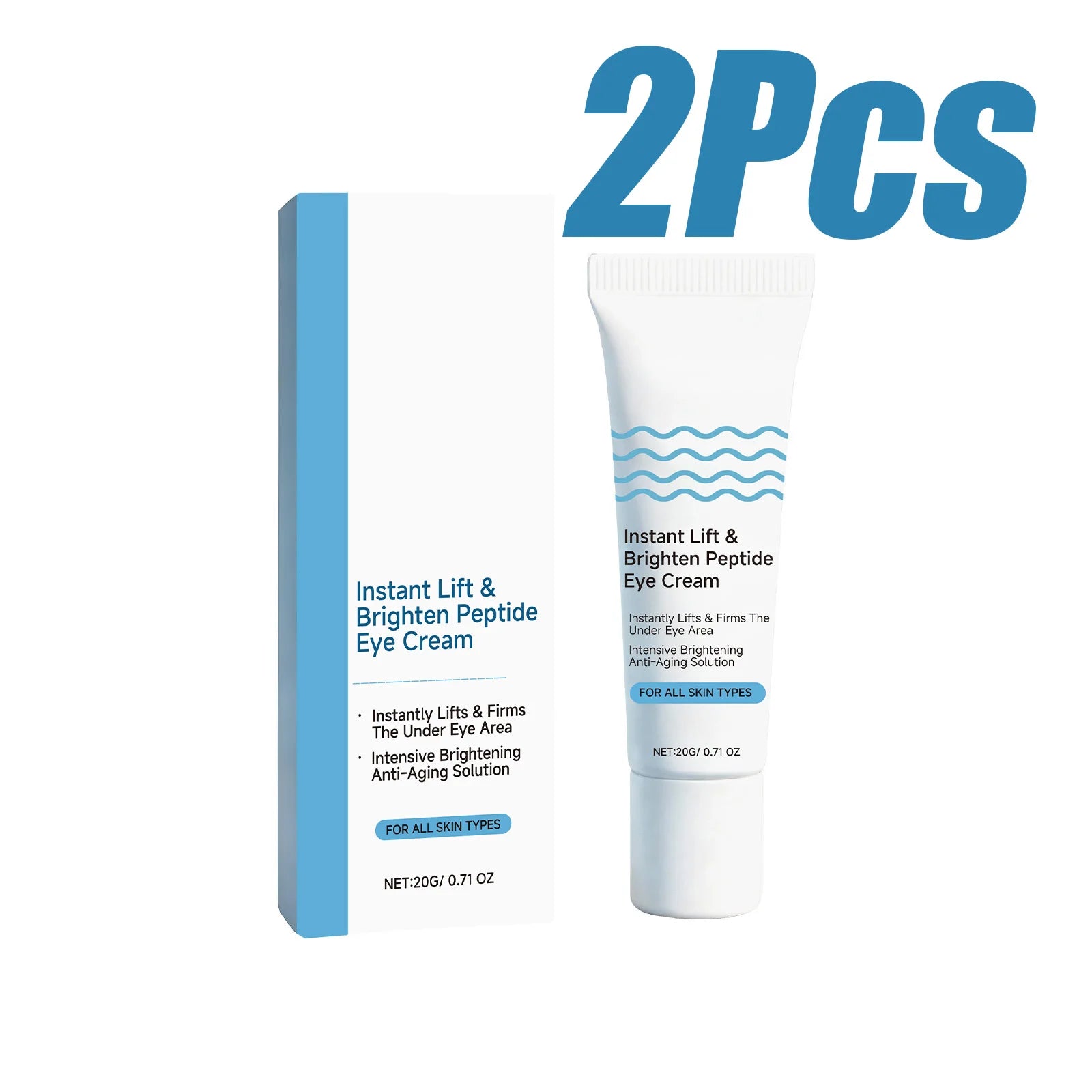 Instant Lift Brighten Peptide Eye Cream Anti Puffiness Dark Circles Anti-Aging Firming Moisturizing Delicate Smooth Eye SkinCare Qme 2 x 20g Boxed