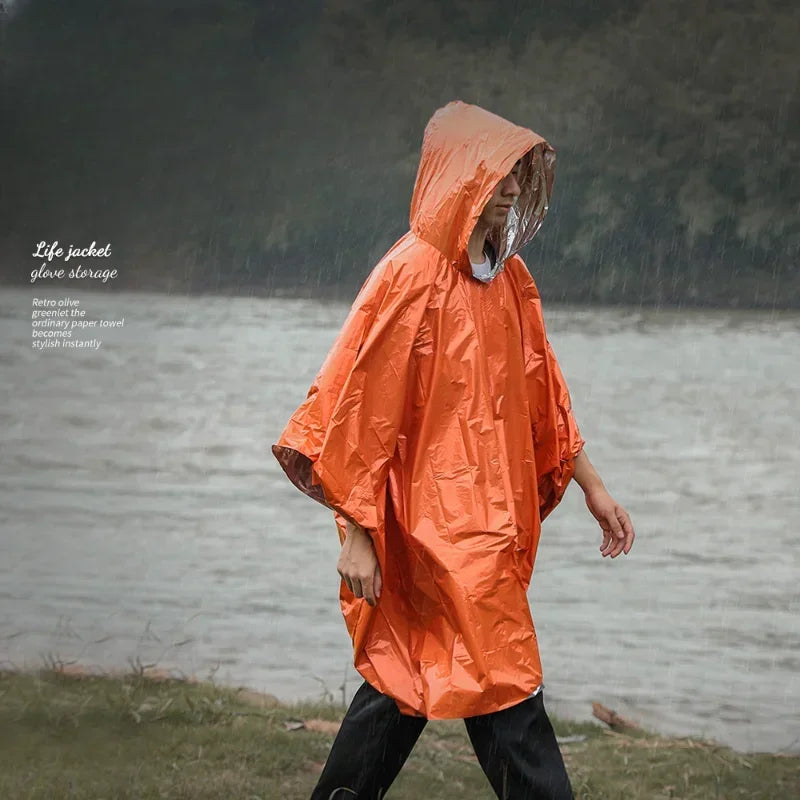 Emergency Poncho, Waterproof Raincoat, Rainwear Blanket, Cold Insulation, Survival Camping Equipment, Men Waterproof Qme
