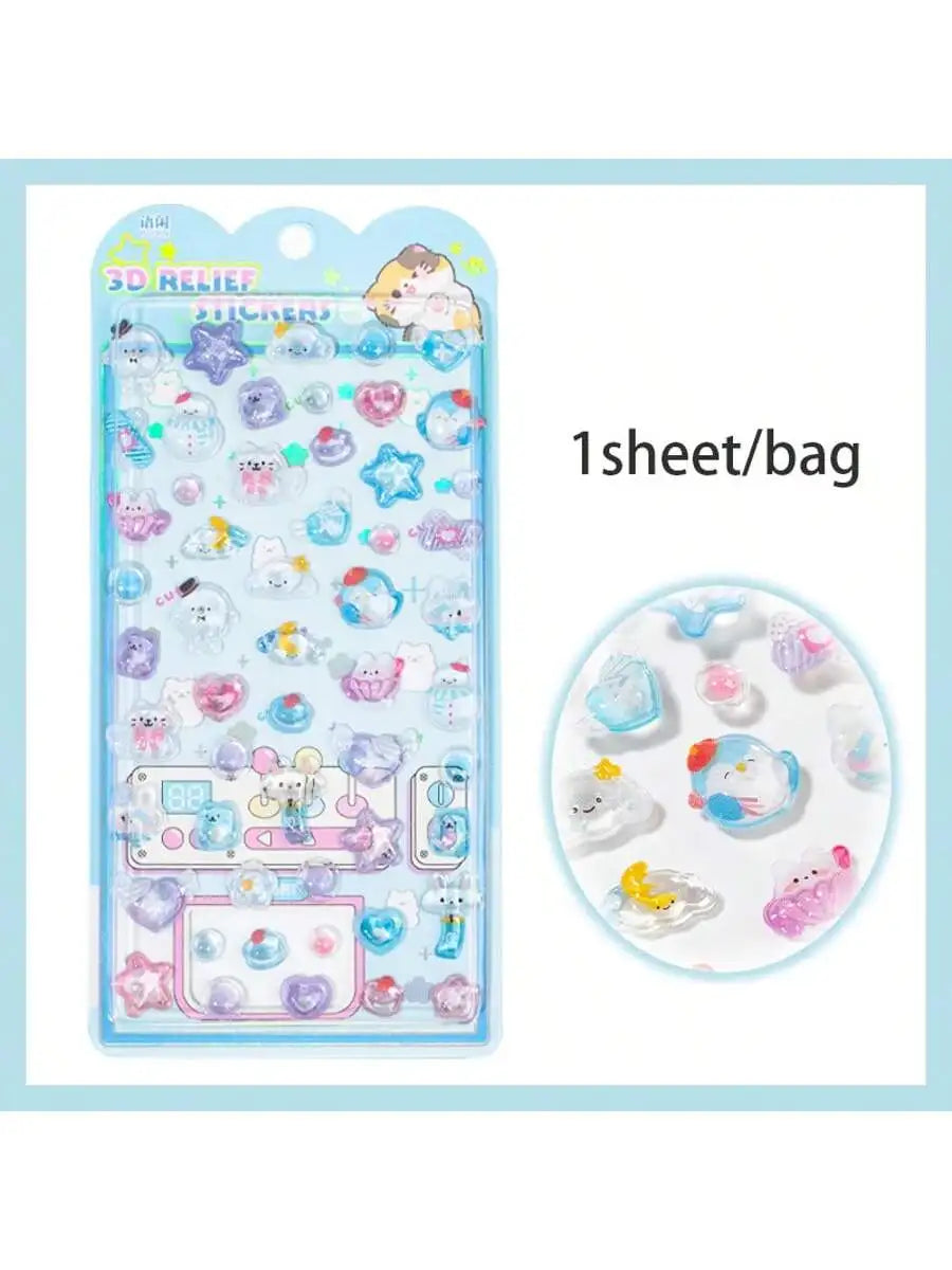 1 Sheet 3D Puffy Jelly Candy Stickers Wobble Sensory Game for DIY Crafts Scrapbooking Journal Laptop Decoration Qme 6-5