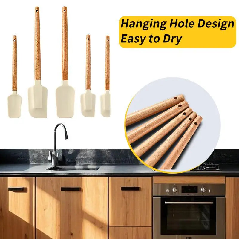 Wooden Handle Baking Pastry Scraper Blenders Non-stick Kitchen Qme