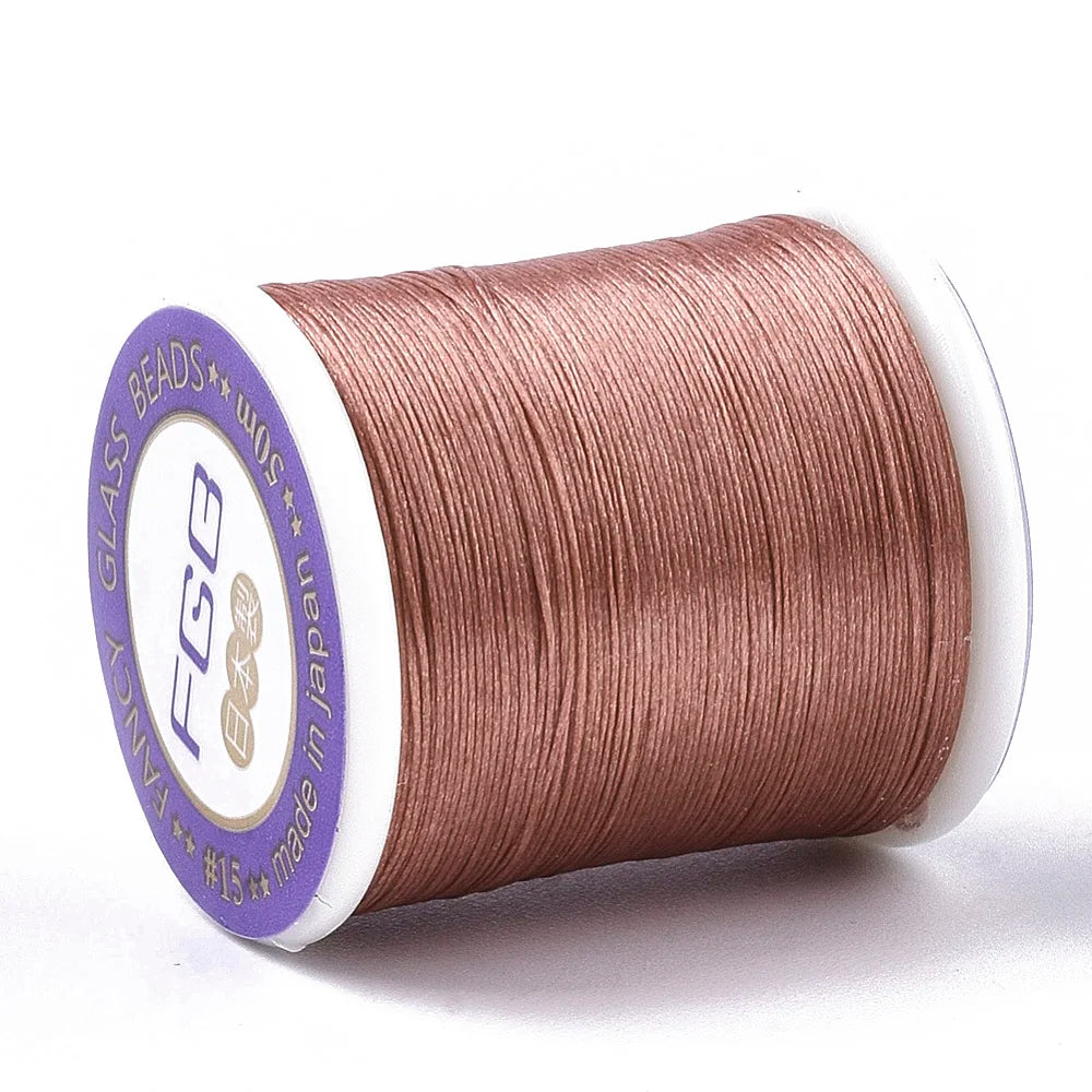PandaHall 50m/Roll Multi-Color Nylon 66 Beading Thread, 0.1mm High Strength Stretch Resistant for Seed Bead Jewelry Making Qme Sienna