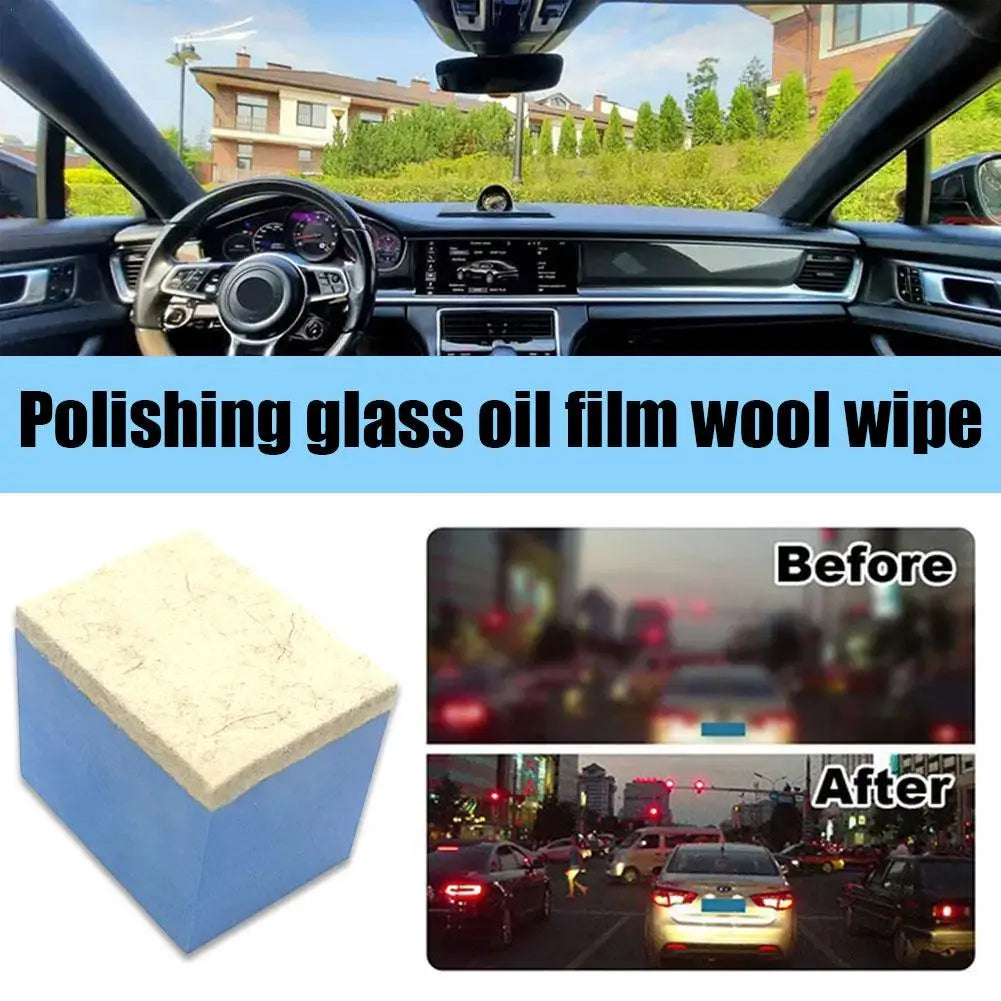 Car Glass Cleaning Sponge Wool Felt Brush Windshield Oil Film Qme