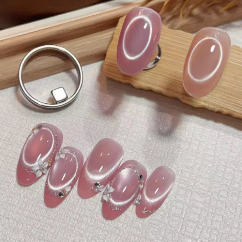 Round Hole Cat Eye Magnet Strong Magnetic Rings for Creating Hollow Y Olive Nail Cat eye Designs Set Qme