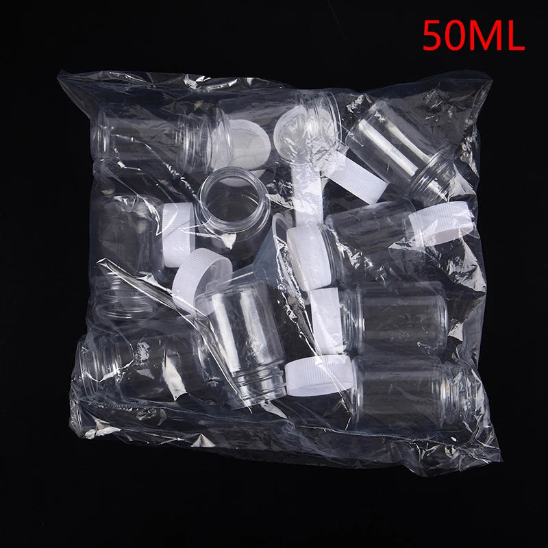 Clear Plastic PET Empty Vial Sealable Refillable Container Solid Qme 50ML