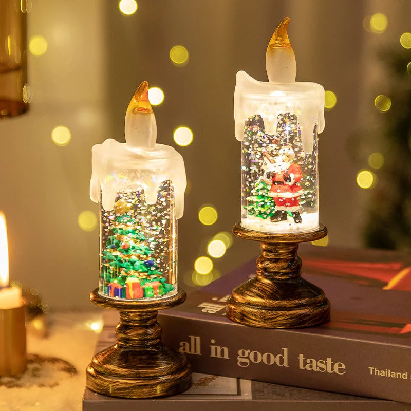 Christmas Snow Globe Lamp Cartoon Candle Light Creative Crystal Ball Qme