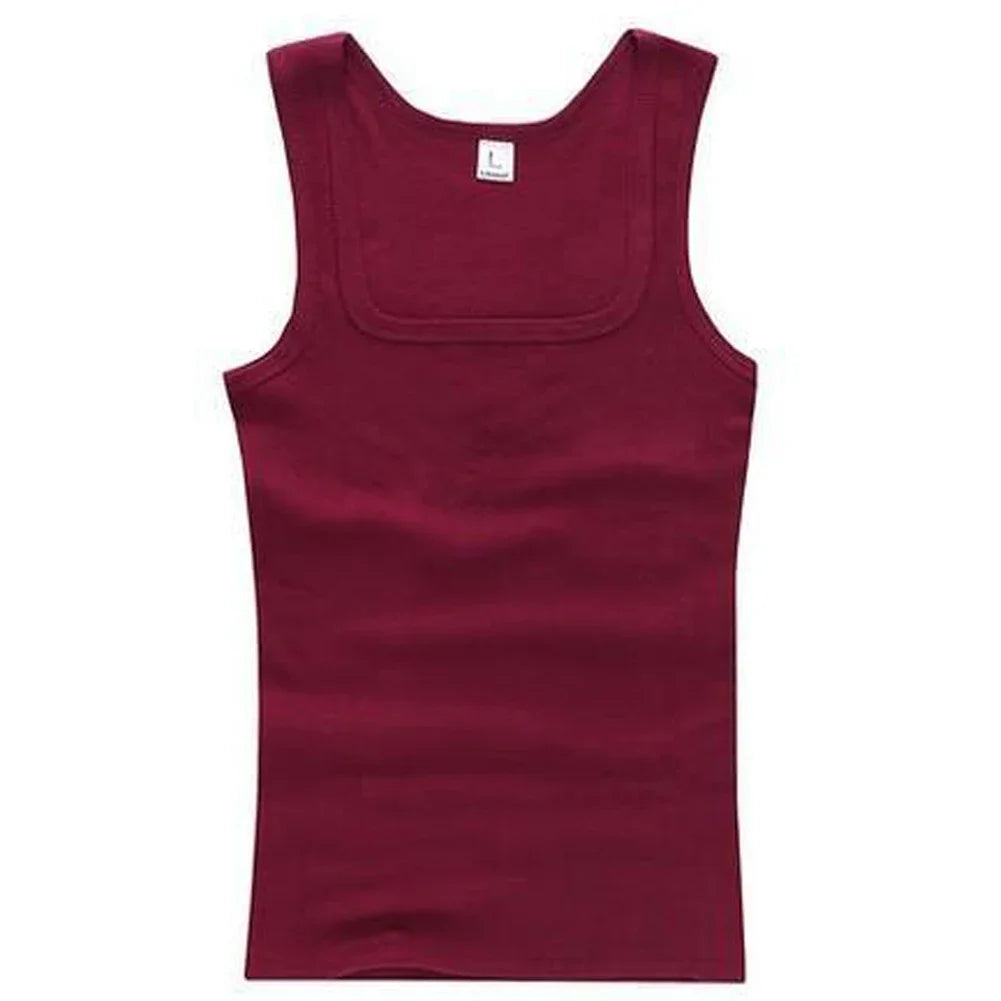 Men Solid Tank Top Breathable Sport Vest Quick-drying Keep Fit Shirt Sleeveless Square Neck T-shirt Running Fitness Clothing Qme JH M
