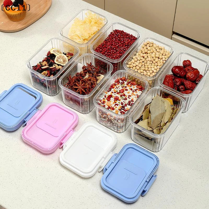 Airtight Plastic Food Storage Containers Handle Lids Leakproof Qme