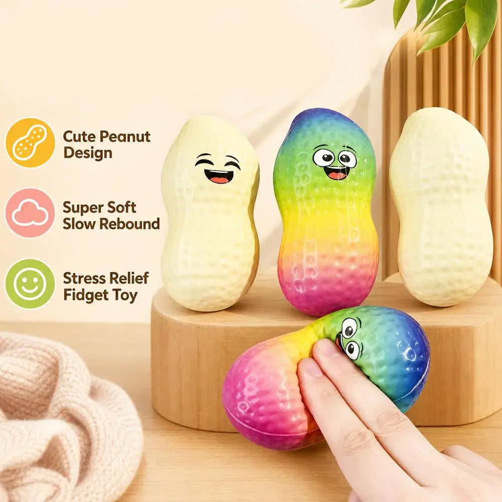 Peanut Stress Relief Toy Crunchy Squeeze ASMR Anti Release Hand Relax Qme