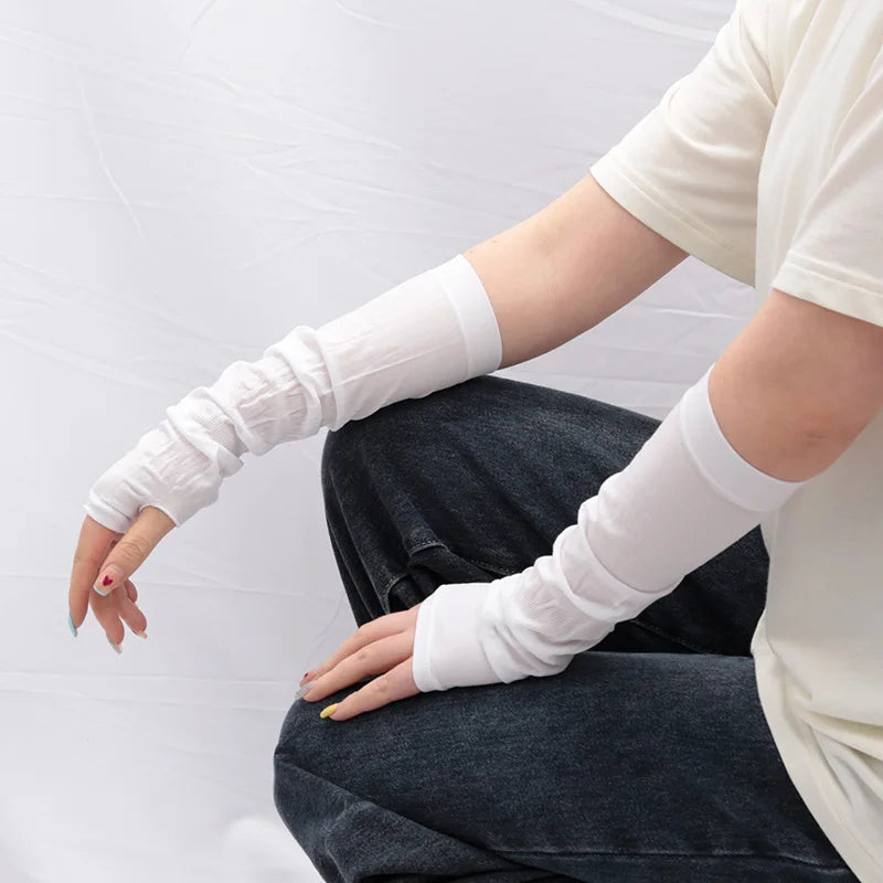 New Gothic Lolita Anime Solid Soft Rock Punk Gloves JK Girls Mittens Oversleeve Men Women Sun Block Cuff Fingerless Arm Warmers Qme
