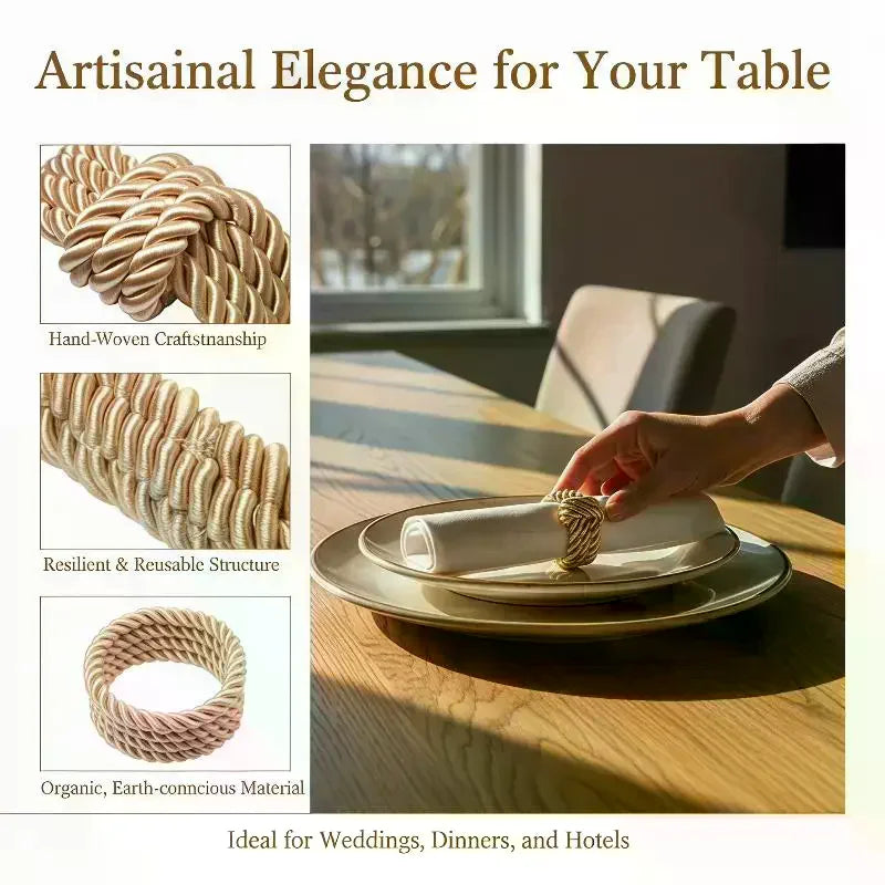 Circle Woven Rope Napkin Ring Christmas Decoration Solid Color Napkin Buckle Restaurant Bar Wedding Home Table Accessories Qme