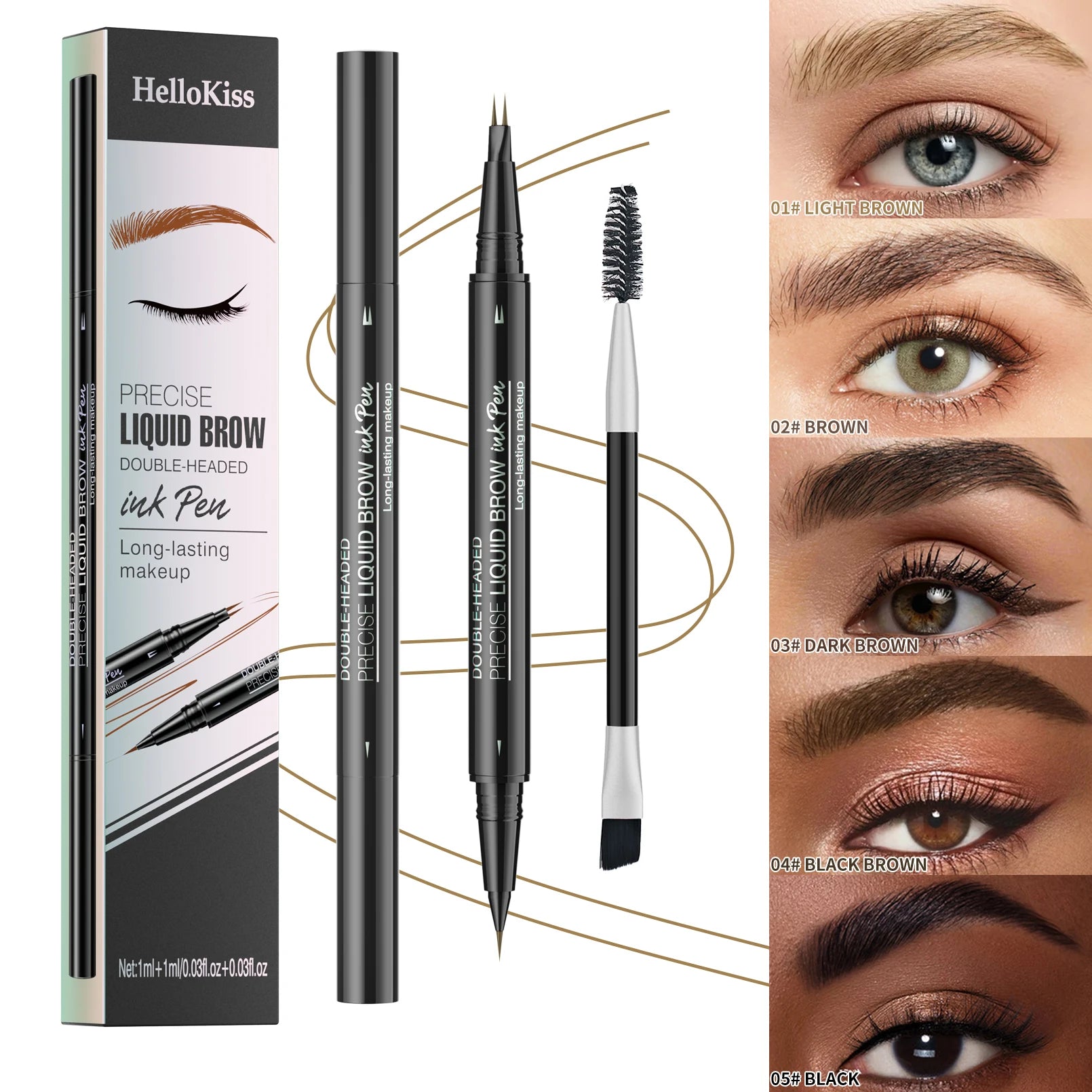 Two-pronged Wild Eyebrow Pencil Long Lasting Easy To Grip Eyebrow Tattoo Waterproof Thin Liquid Lying Silkworm Brow Pen Qme