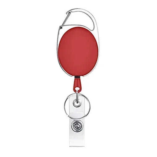 Transparent Cards Slots ID Tag Heavy-Duty Badge Holders Hard Transparent Scratch-Proof Case Protector Retractable Badge Clips Qme Red Clip