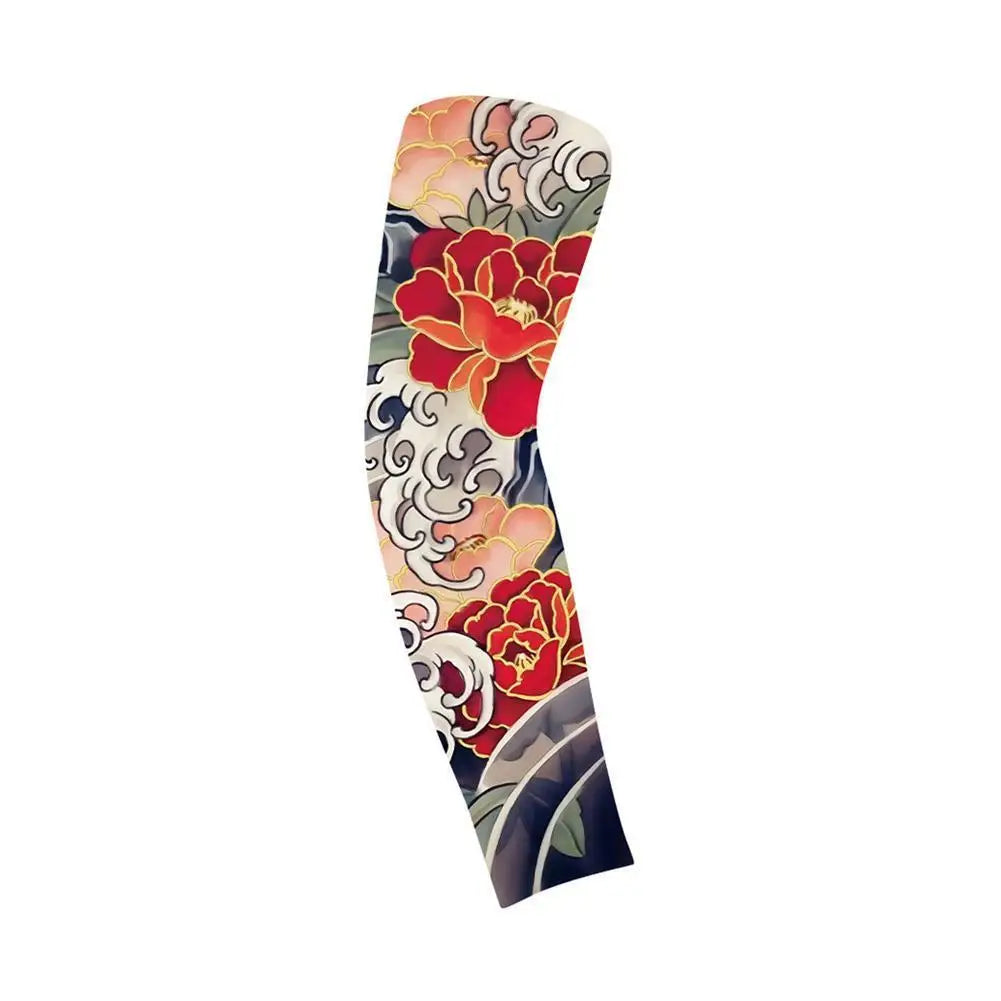 Summer Ice Silk Tattoo Sleeves Arts Temporary Fake Slip On Tattoo Arm Sleeves Sports Sunscreen Sleeves Cycling Driving Fishing Qme G