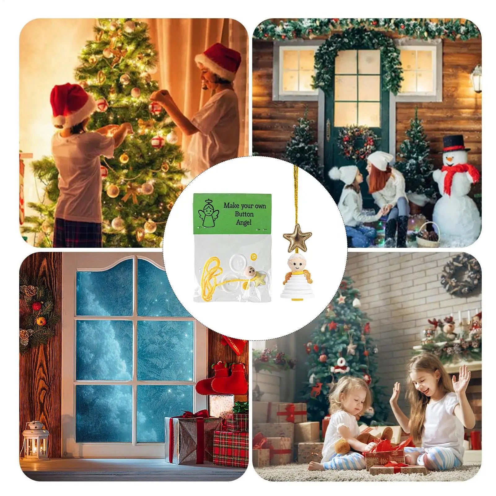 Christmas Tree Button Pendant Interactive Toy Snowman Ornament Crafts Qme