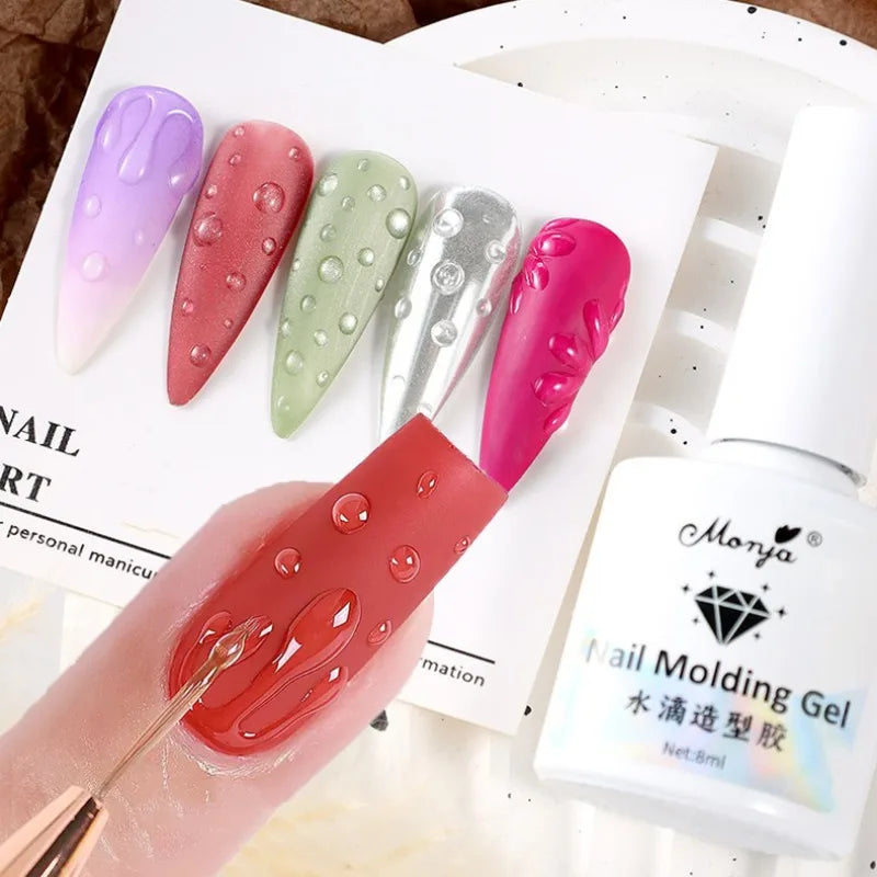 8ml Aqua Drop Sculpting Gel, No Wipe Water Beading 3D Nail Art Gel, UV LED Curable High Gloss Transparent Modeling Nail Gel Qme