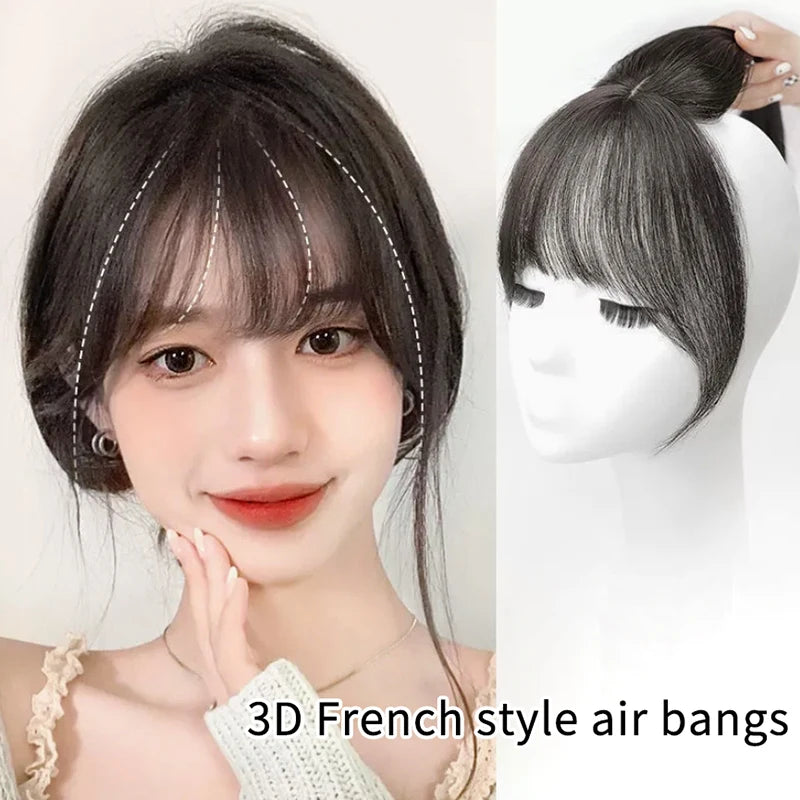 French Synthetic Fake Bangs Wig Hair Natural Hairpiece Extensions Qme