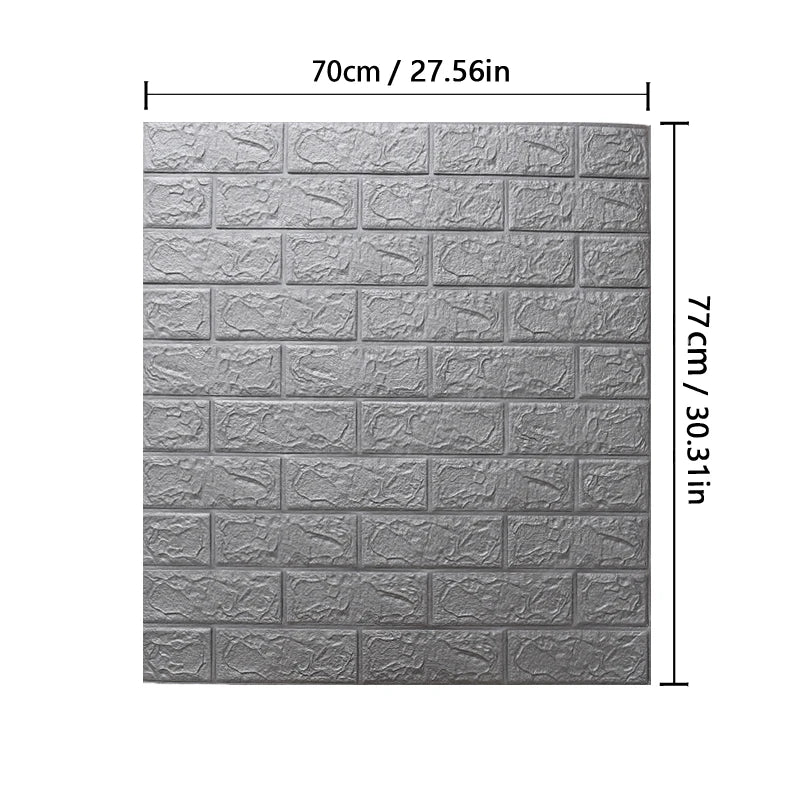 1-10pcs 77cm*70cm 3DWall Sticker Solid Color Faux Brick Bedroom Home Decor Waterproof Self Adhesive DIY Living Room Wallpaper Qme sliver 10pcs-77cmX70cm