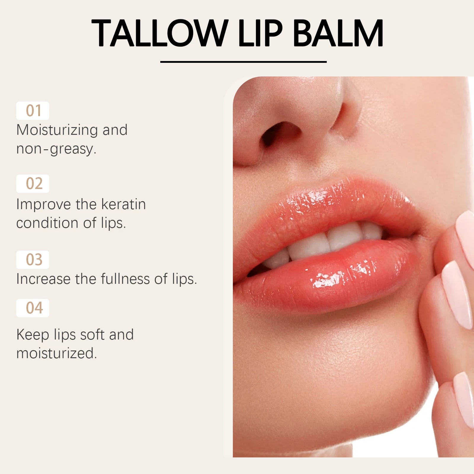 Tallow Lip Balm Ultra Nourishing Non-Greasy Softening Fade Lip Lines Remove Dark Anti-Cracking Moisturizing Lip Care Qme