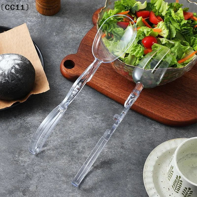 Transparent Plastic Salad Scissors Tongs- Reusable Food-safe Kitchen Qme
