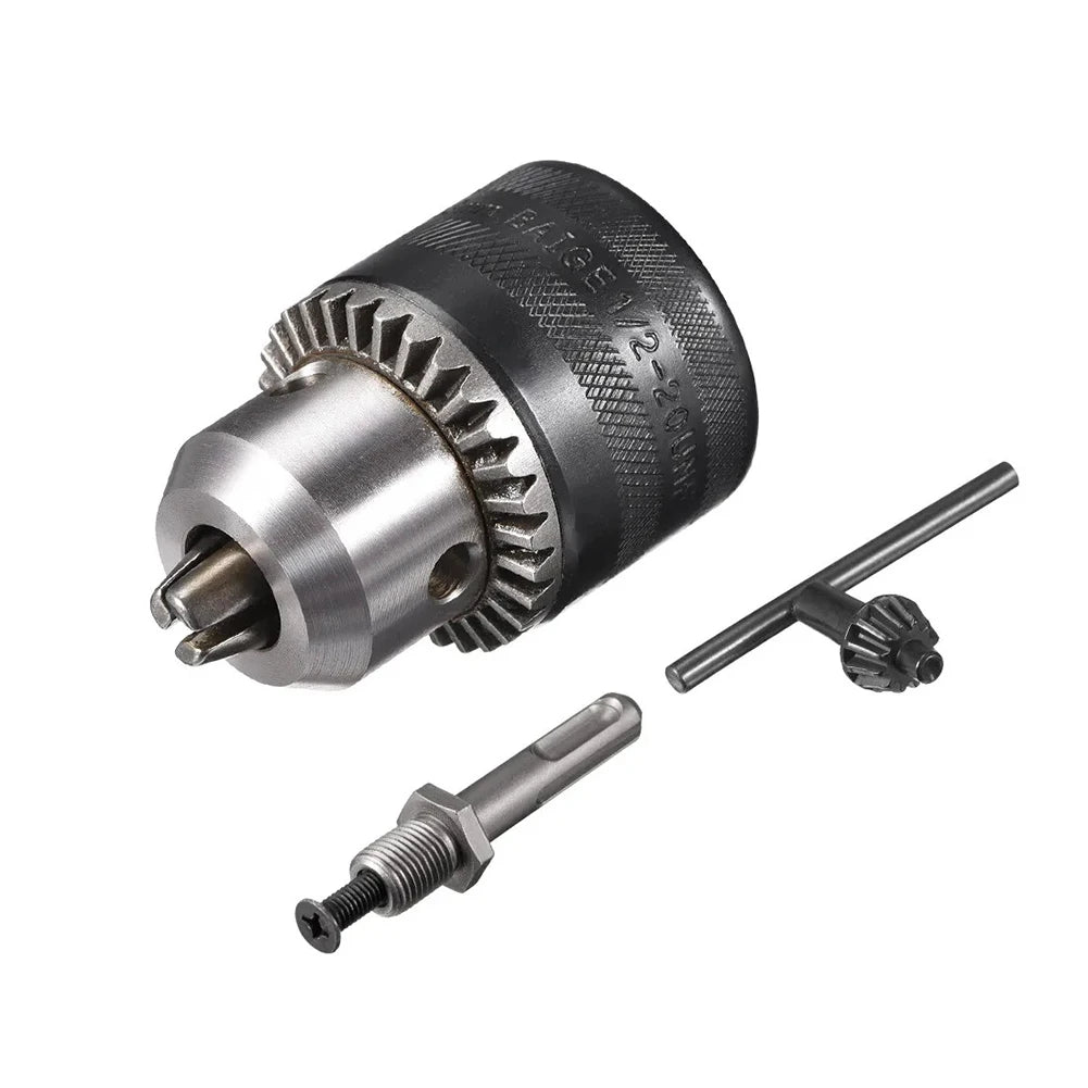 Drill Chuck 3-Jaw Key Chuck With For SDS-Plus Round Shank Mounting Thread 1/2inch-20UNF Drill Chuck Thread Quick Change Adapter Qme