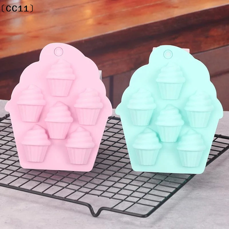 6 Cavity Food Grade Silicone Cupcake Molds Non Stick Surface Home Qme