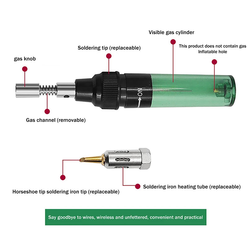 1Pc Portable Soldering Iron Kit 1300 Celsius Welding Pen Burner Blow Torch Gas Soldering Iron Cordless Butane Tip Tool. Qme