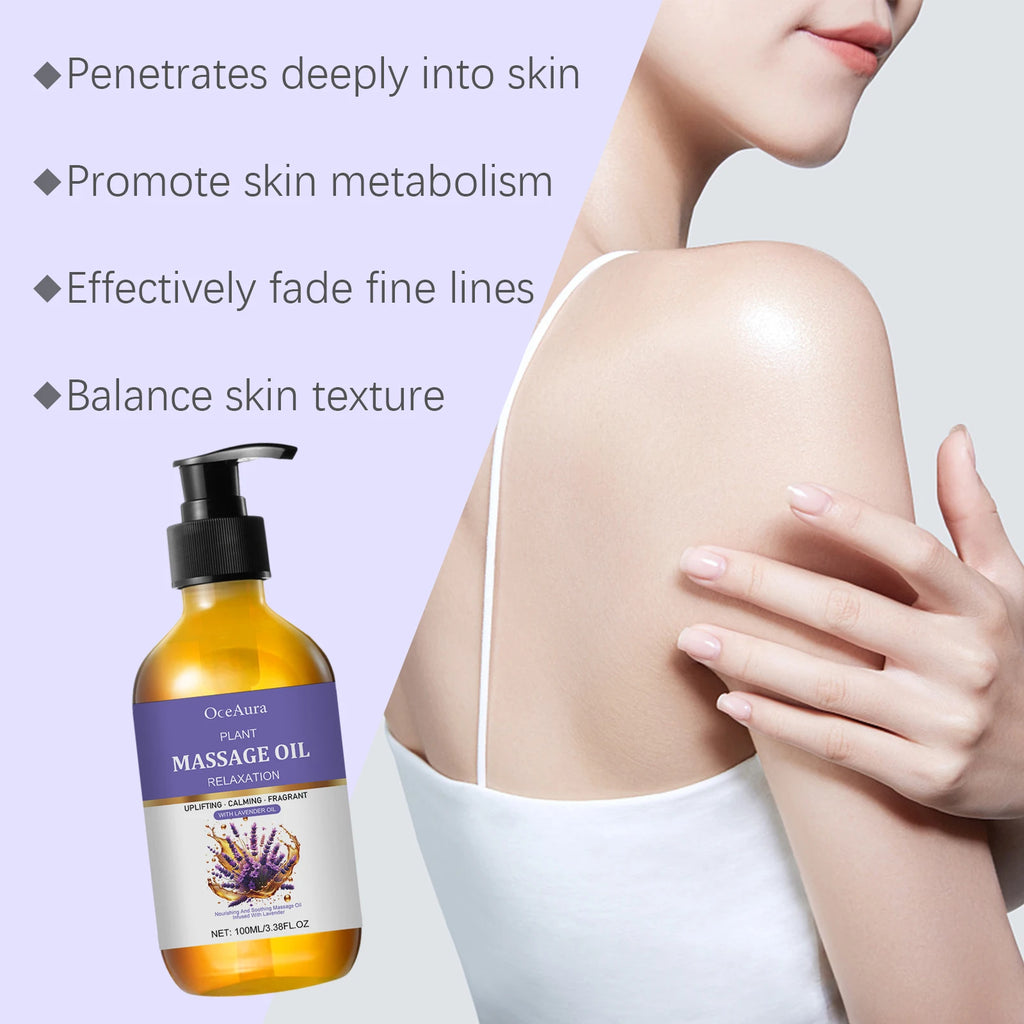 Lavender Essential Oil Moisturizing Body Skin Smoothing Soft Stress Relief Muscle Sore Help Sleep Spa Relaxing Massage Oil Qme