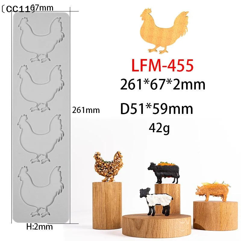 Animal Theme Silicone Mold Pad Pig Cow Sheep Chicken Fondant Dessert Qme