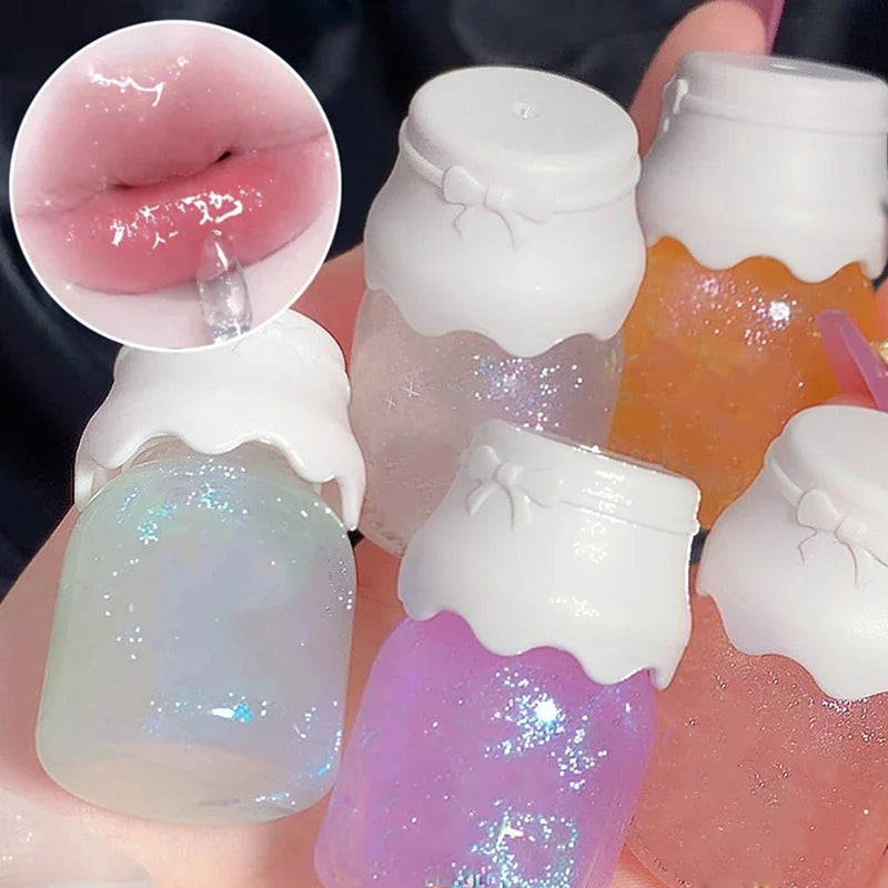 Milk Bottle Cute Lip Gloss Tube Transparent Pink Empty Lips Glaze Qme