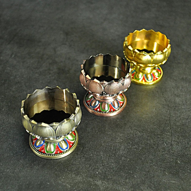 Retro Bronze Floral Candlestick Classic Religious Butter Oil Rack Qme
