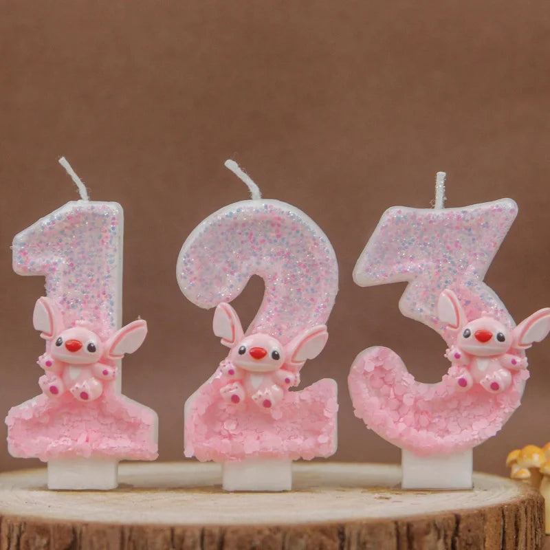 Stitch Digital Candles 0-9 Cute and Creative Pink Birthday Candles for Cartoon Cakes Sets the Mood Qme