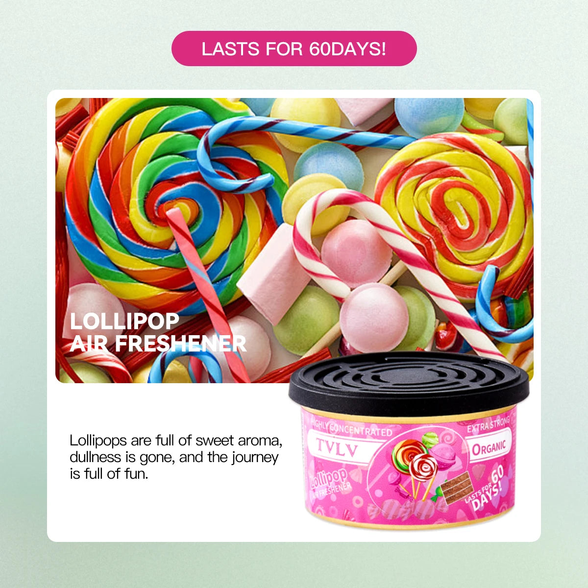 Multi Flavored Car Aromatherapy Long-lasting Room Fragrance Solid Qme 06 Lollipop