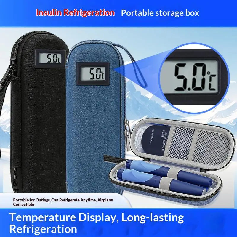 Insulin Cooler Travel Case Waterproof Cooling Bag Thermometer Display Qme