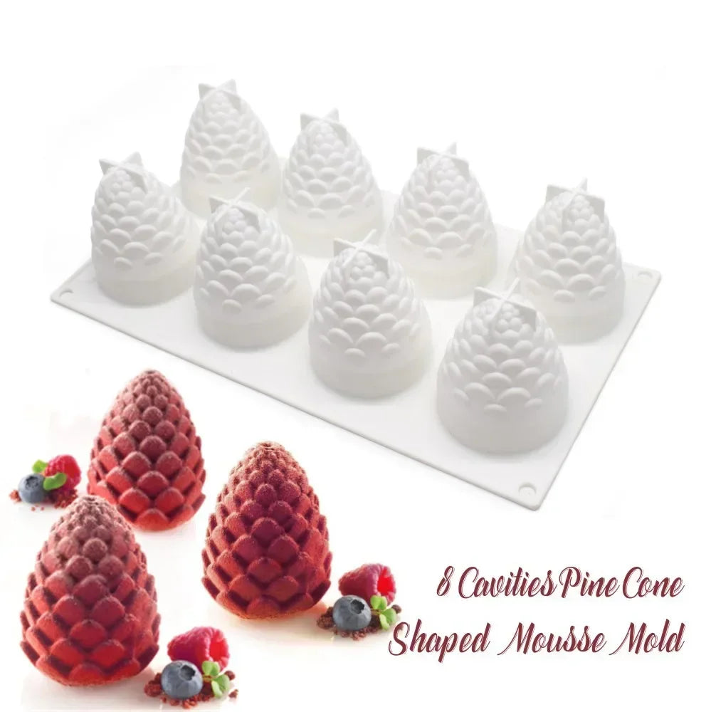 Silicone Cake Moulds Fruits Mousse Cake Molds Orange Apple Pear Mango Strawberry Pinecone Shape Mould Dessert Decorating Tools Qme Pine Nuts