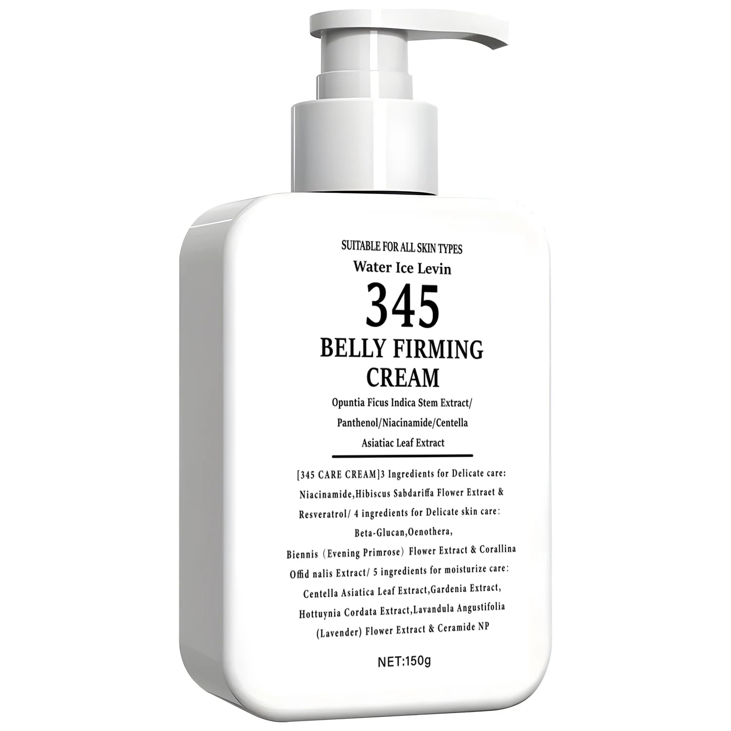345 Belly Firming Cream with Niacinamide & Centella - 3-4-5 Complex for Delicate Skin Care & Moisturizing Qme Beige 150g